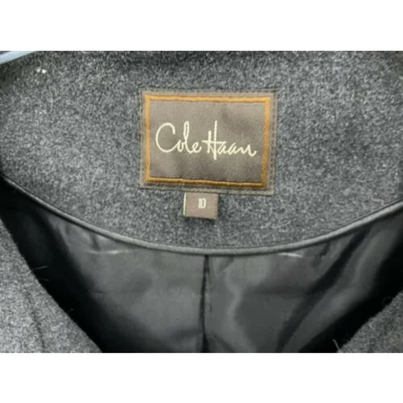 Cole Haan Black Cashmere, Wool High Mock Neck Overcoat Sz 10 Womens EUC - Picture 7 of 11